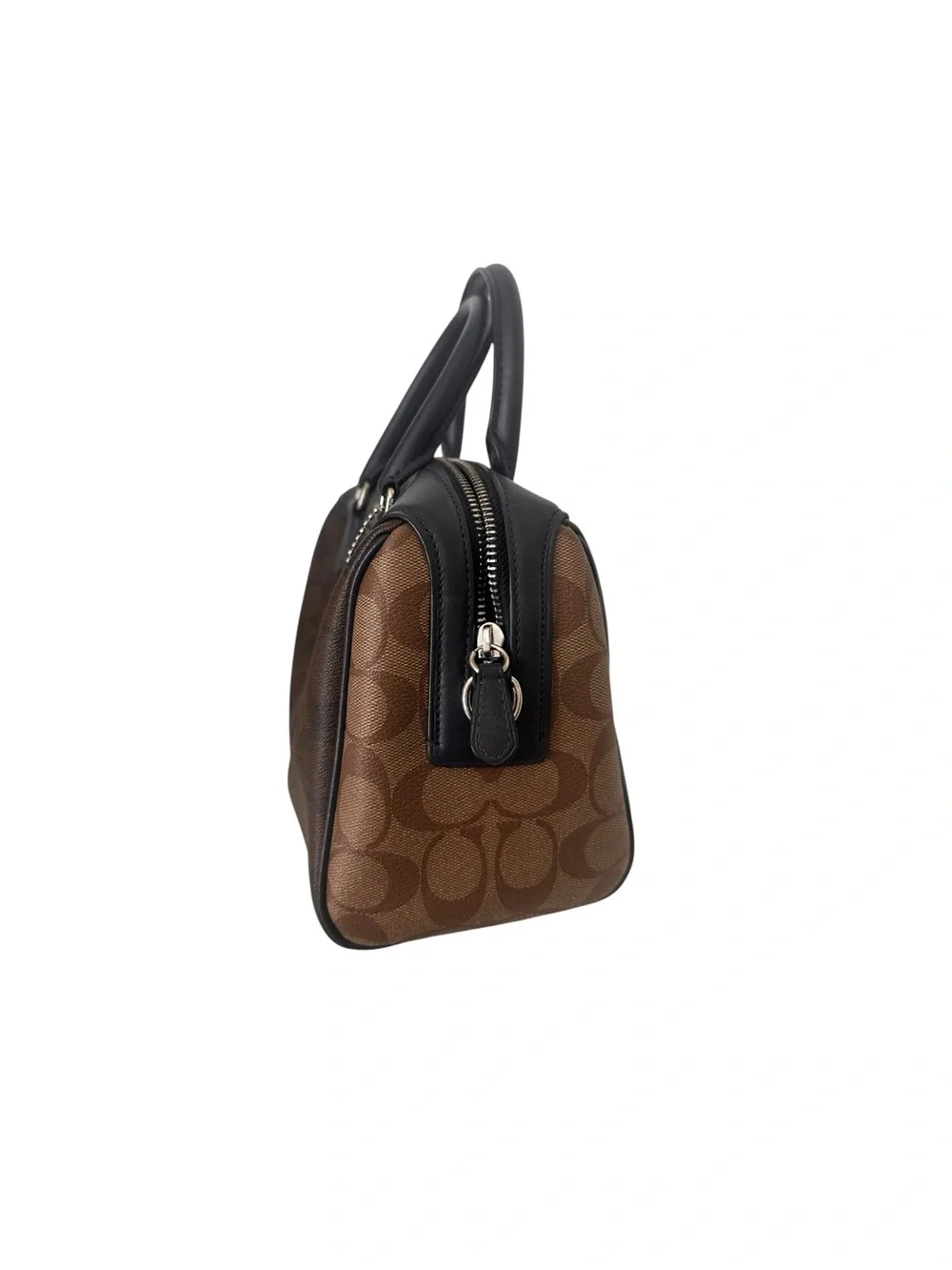 Coach Brown Signature Satchel with Black Handles